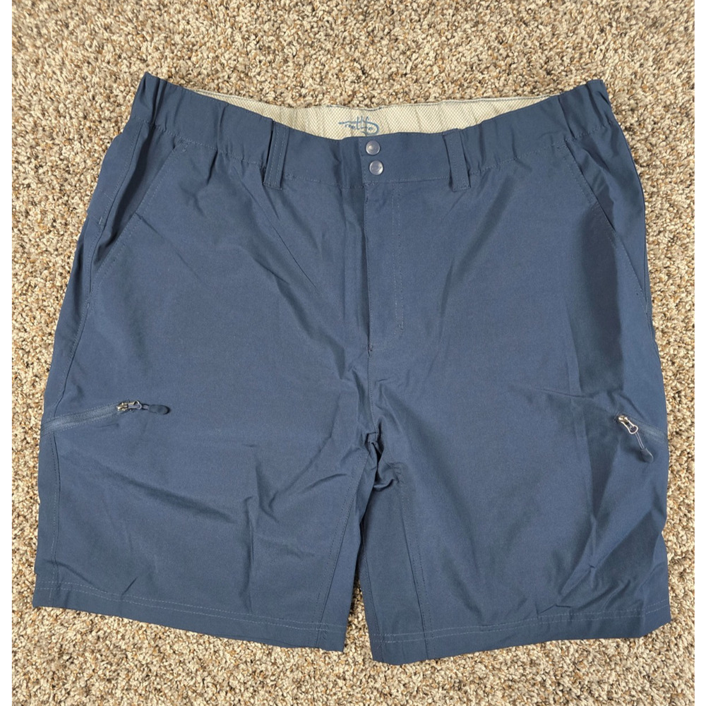 Reef Life Mens Sz XXL Pull On Cargo Athletic Shorts Dark Blue Performance